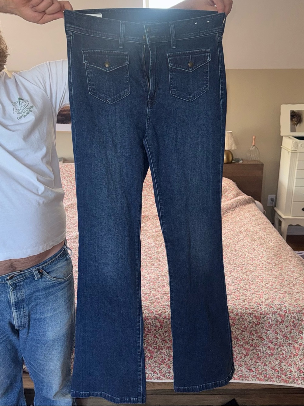 GAP '70s Flare High Rise Jeans in Dark Indigo
